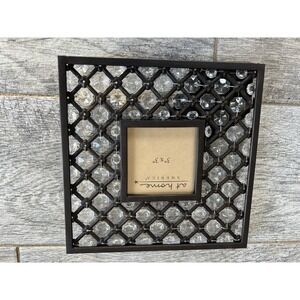 At Home America Square Picture Frame Beaded 3x3 Black Photo 3 x 3 New